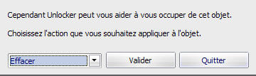 Choix 1 pour effacer avec unlocker