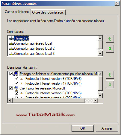 Changer la priorité des connexions