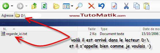 Preuve et résultat final du fichier texte