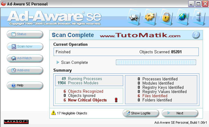 adware a fini le scan de votre pc