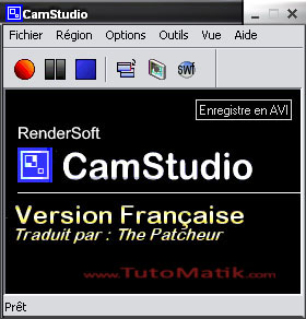 Fenêtre principale de camstudio