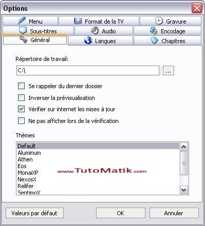 les options de convertxtodvd