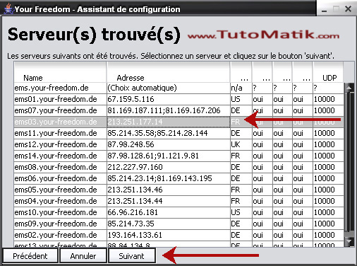 Les serveurs proxy trouvés